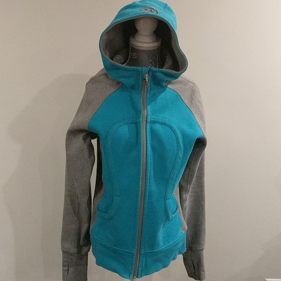 LULULEMON ocean Blue and Gray scuba hoodie